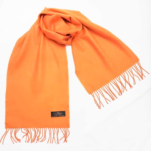 Bundle of 2 100% Cashmere Oblong Scarves Scarf Blue Colorblock and Pumpkin Spice - Picture 5 of 8